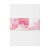 Roze Floral | Weddenschap Belly Band Uitnodigingen Wikkel (Achterkant Voorbeeld)