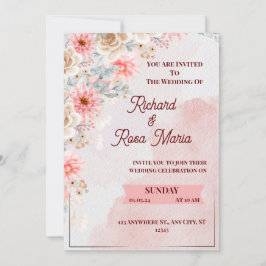Roze Floral Weddenschap Kaart