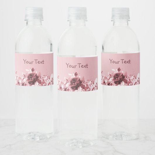 Roze Floral Weddenschap Water Flaconetiket Waterfles Etiket (Flessen)