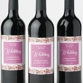 Roze Floral Weddenschap Wijn Etiket