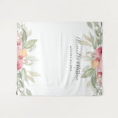 Roze Floral Wedding Backdrop | Foto Booth Prop Wandkleed (Voorkant (horizontaal))