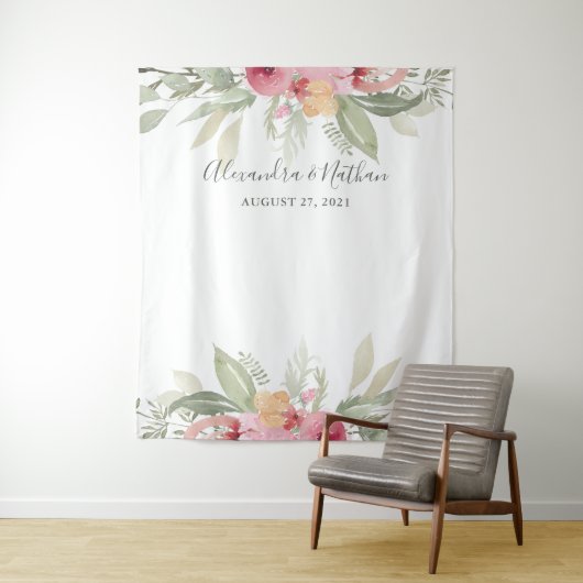 Roze Floral Wedding Backdrop | Foto Booth Prop Wandkleed (In situ)