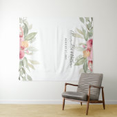 Roze Floral Wedding Backdrop | Foto Booth Prop Wandkleed (In Situ (horizontaal))