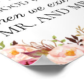 Roze Floral Wedding Bubbles of Good Wishes Poster (Hoek)