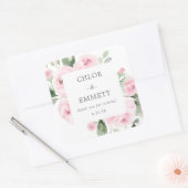 Roze Floral Wedding Cake Box Favor Sticker (Envelop)