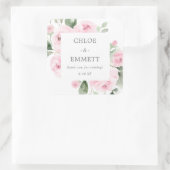 Roze Floral Wedding Cake Box Favor Sticker (Tas)