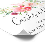 Roze Floral Wedding Cards en Gifts Sign Poster (Hoek)