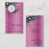 Roze Floral Wedding Elegant Visitekaartje Monogram (Voorkant / Achterkant)