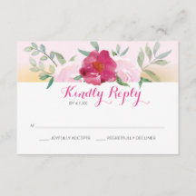 Roze Floral Wedding Invite RSVP-kaart