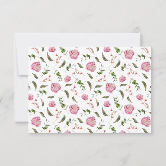 Roze Floral Wedding QR Code RSVP Card (Achterkant)