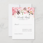 Roze Floral Wedding RSVP (Voorkant)