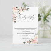Roze Floral Wedding RSVP-kaart, maaltijdopties RSVP Kaartje (Staand voorkant)