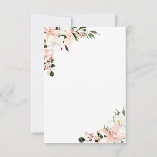 Roze Floral Wedding RSVP-kaart, maaltijdopties RSVP Kaartje (Achterkant)