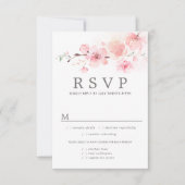 Roze Floral Wedding RSVP-kaart, maaltijdopties RSVP Kaartje (Voorkant)