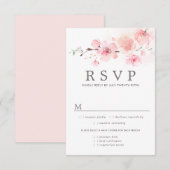 Roze Floral Wedding RSVP-kaart, maaltijdopties RSVP Kaartje (Voorkant / Achterkant)