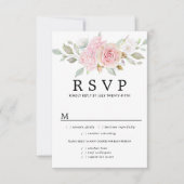 Roze Floral Wedding RSVP-kaart, maaltijdopties RSVP Kaartje (Voorkant)