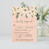 Roze Floral Wedding RSVP-kaart RSVP Kaartje (Staand voorkant)