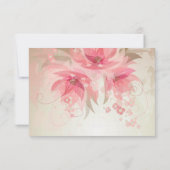 Roze Floral Wedding RSVP Kaartje (Achterkant)