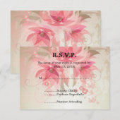 Roze Floral Wedding RSVP Kaartje (Voorkant / Achterkant)