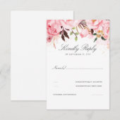 Roze Floral Wedding RSVP Kaartje (Voorkant / Achterkant)