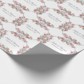 Roze Floral Wedding Script Name Elegant  Cadeaupapier (Hoek)