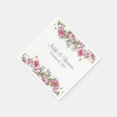 Roze Floral Wedding Script Name Elegant  Servet (Hoek)
