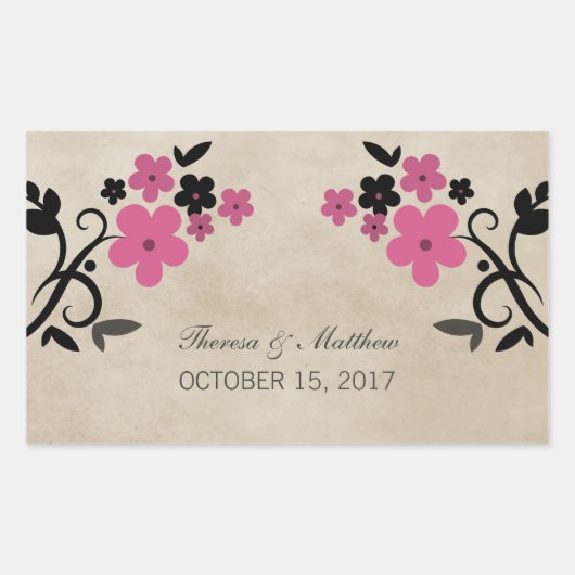 Roze  Floral Wedding Stickers (Voorkant)