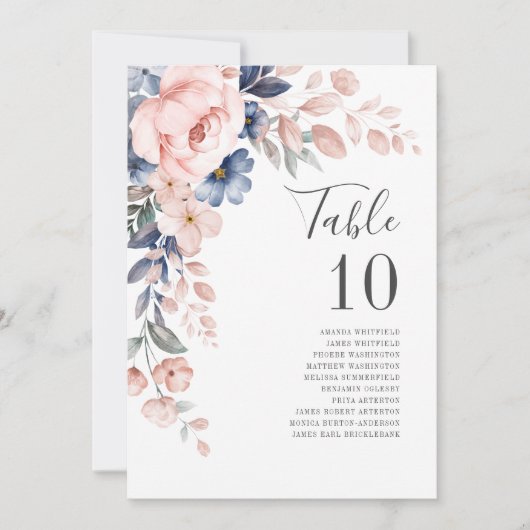 Roze Floral Wedding Table Numbers (Voorkant)