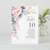 Roze Floral Wedding Table Numbers (Staand voorkant)