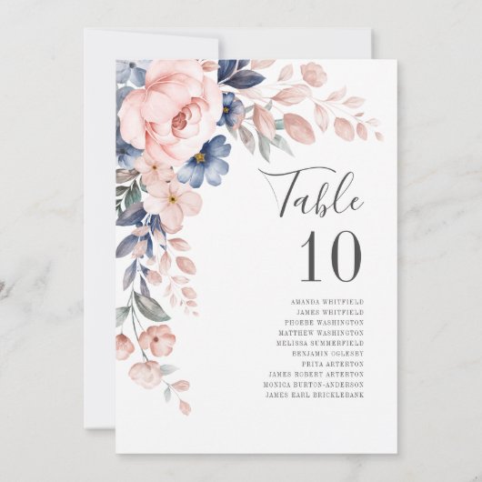 Roze Floral Wedding Table Numbers (Achterkant)