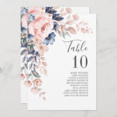 Roze Floral Wedding Table Numbers (Voorkant / Achterkant)