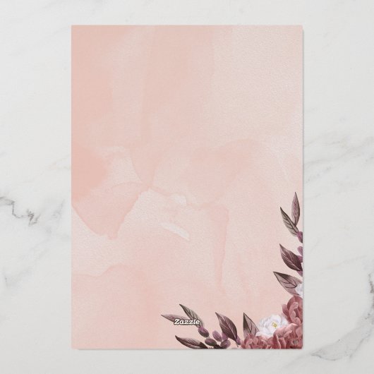 Roze Floral Wedding Uitnodiging (Achterkant)