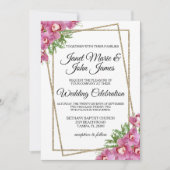 Roze Floral Wedding Uitnodiging (Voorkant)