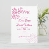 Roze Floral Wedding Uitnodiging (Staand voorkant)