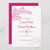 Roze Floral Wedding Uitnodiging (Voorkant / Achterkant)