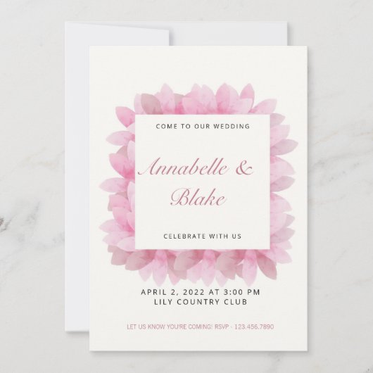 Roze Floral Wedding Uitnodiging (Voorkant)