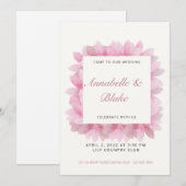 Roze Floral Wedding Uitnodiging (Voorkant / Achterkant)