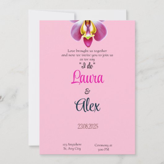 Roze Floral Wedding Uitnodiging (Voorkant)