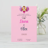 Roze Floral Wedding Uitnodiging (Staand voorkant)
