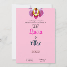 Roze Floral Wedding Uitnodiging