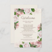Roze Floral Wedding Welcome Enclosure Kaart (Voorkant / Achterkant)