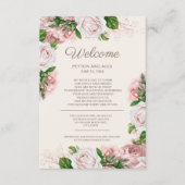 Roze Floral Wedding Welcome Enclosure Kaart (Voorkant)