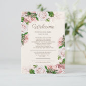 Roze Floral Wedding Welcome Enclosure Kaart (Staand voorkant)