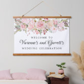 Roze Floral Wedding Welkom Hangend Wandkleed (Slaapkamer)