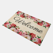 Roze Floral Welkom Deurklep Deurmat (Schuin)