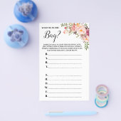 Roze Floral Whats in de Bag Baby shower Game-kaart Flyer (Enkel)