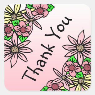 Roze Floral Whimsical Dank u stickers