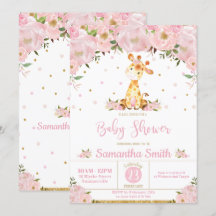 Roze Floral Whimsical Giraffe Girl Baby shower