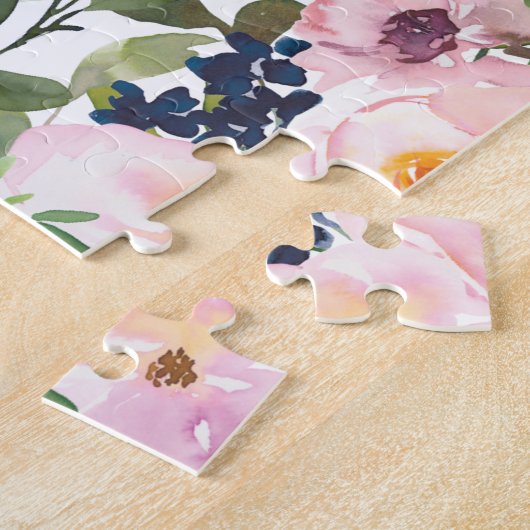 Roze Floral White Christelijke Bijbel verst God bi Legpuzzel (Zijkant)