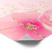 Roze Floral White Pumpkin Glitter Vrijgezellenfees Poster (Hoek)